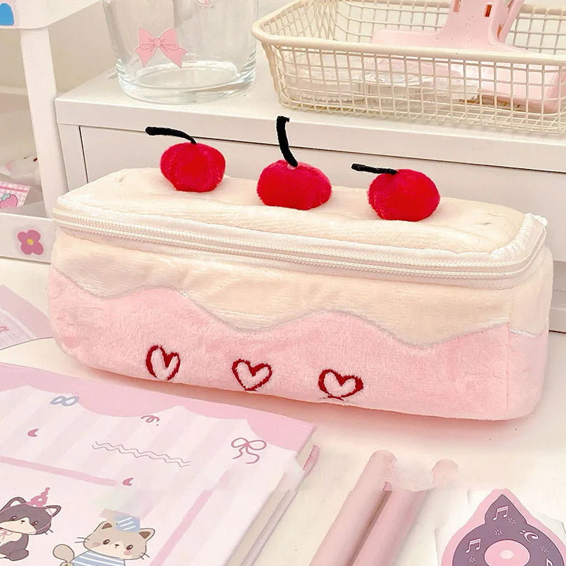 Cherry Cake Plush Pencil Case