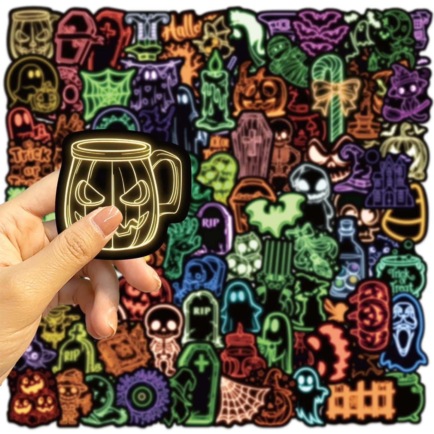 100PCS Neon Halloween Stickers