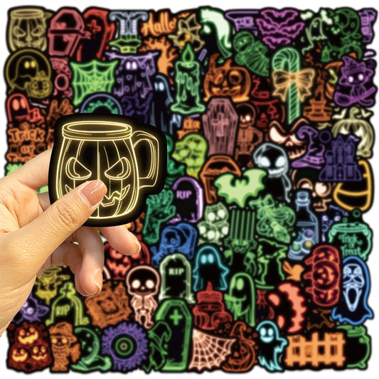 100PCS Neon Halloween Stickers