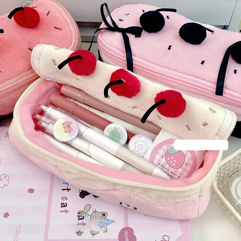 Cherry Cake Plush Pencil Case