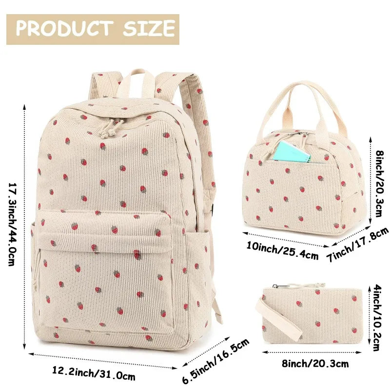 Backpack Strawberry Multi-function Schoolbag