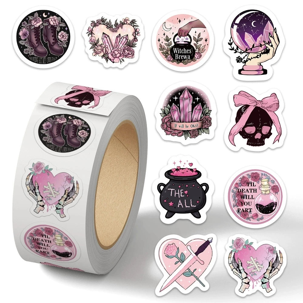 500PCS Pink Halloween Stickers