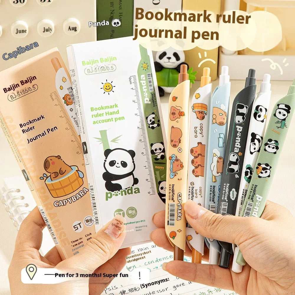 Cute Gel Pen Multifunction Bookmark Ruler Capybara