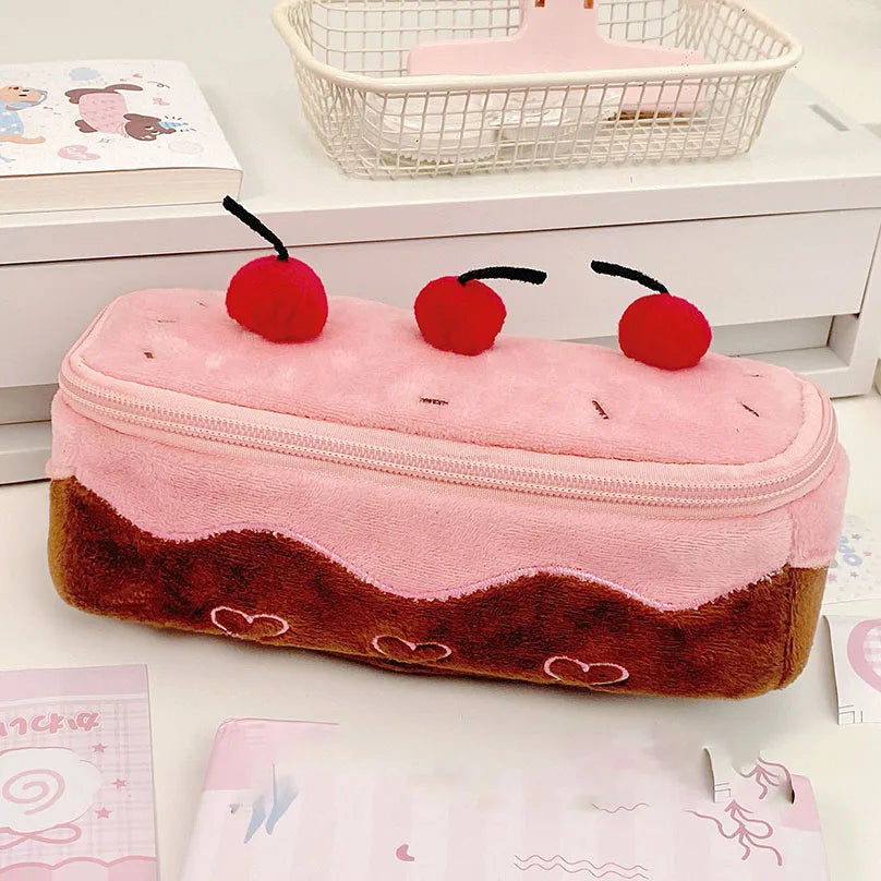 Cherry Cake Plush Pencil Case