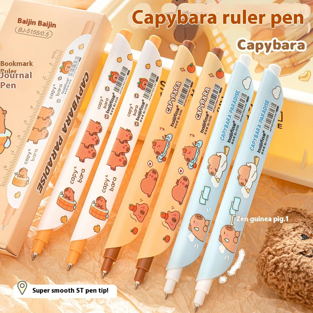 Cute Gel Pen Multifunction Bookmark Ruler Capybara