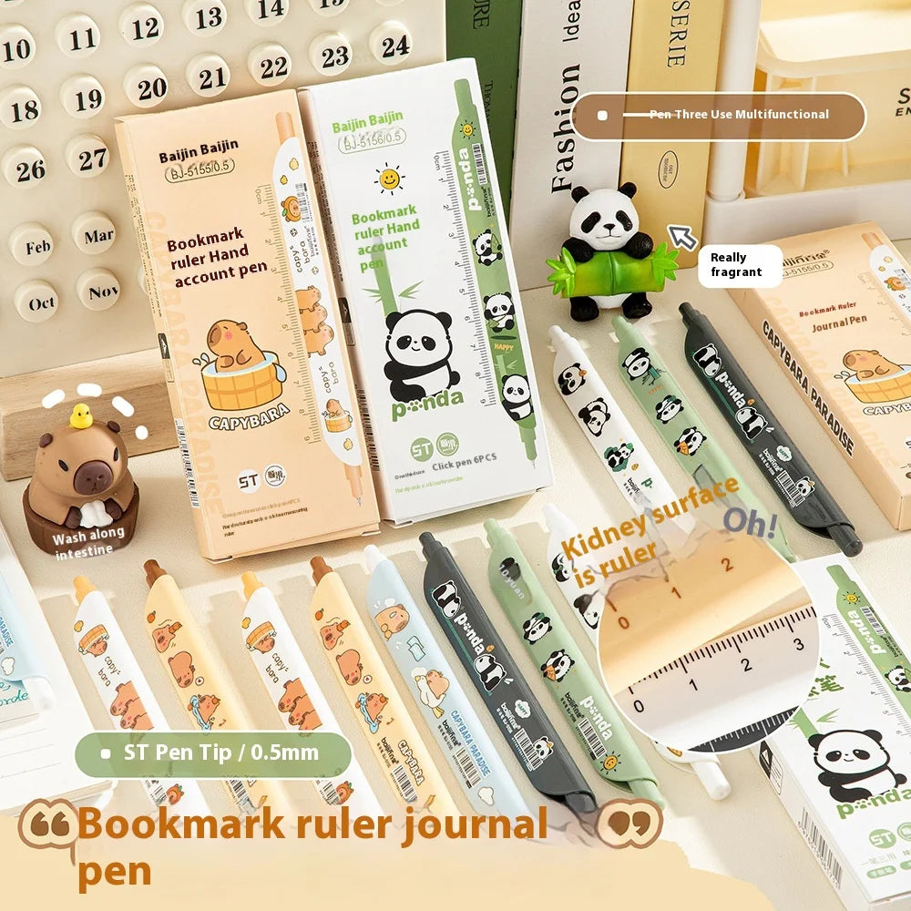 Cute Gel Pen Multifunction Bookmark Ruler Capybara