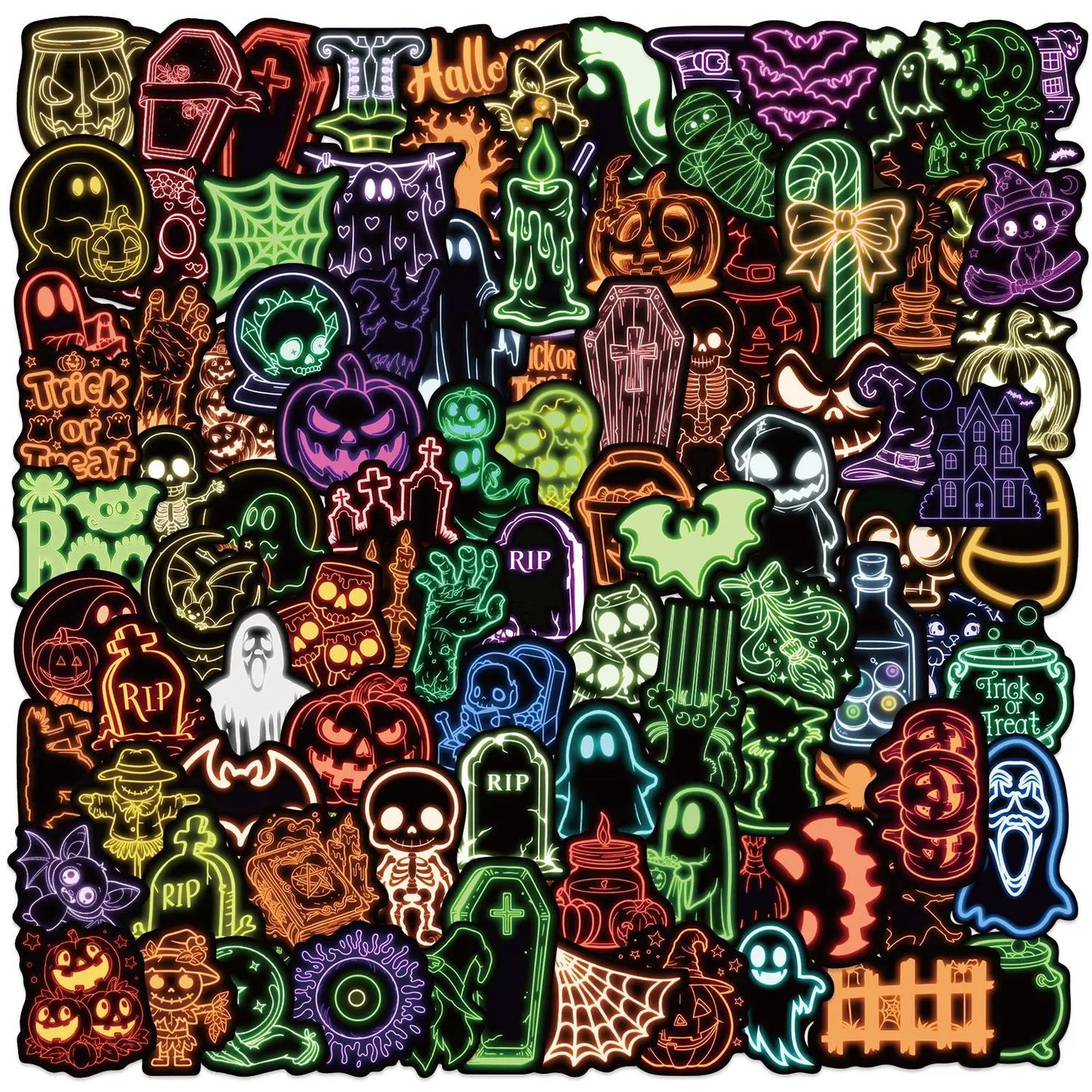 100PCS Neon Halloween Stickers