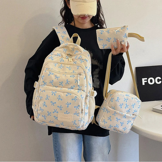 Bow Backpack with Crossbody Bag and Small Purse