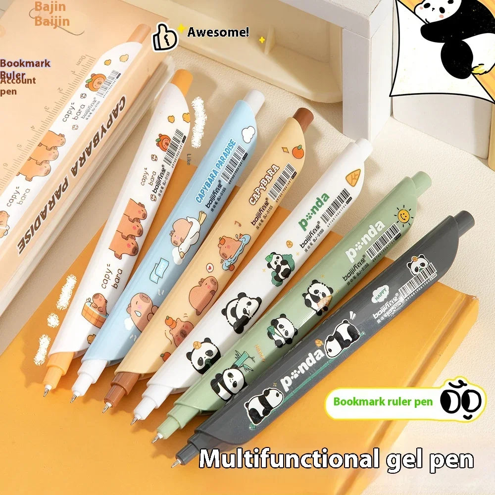 Cute Gel Pen Multifunction Bookmark Ruler Capybara