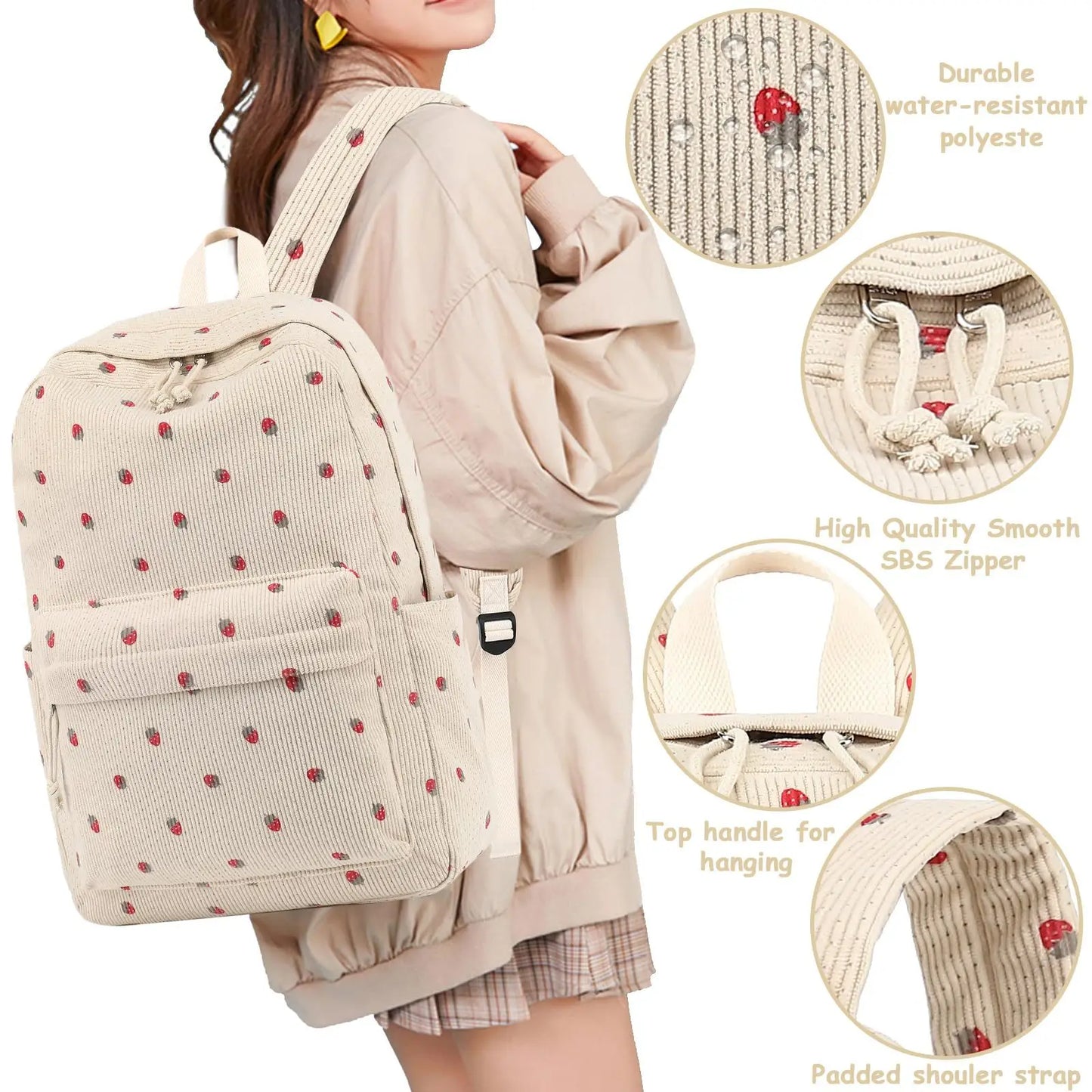 Backpack Strawberry Multi-function Schoolbag