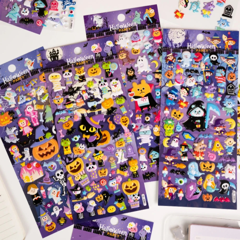 4 pcs Funny Halloween 3D Puffy Stickers