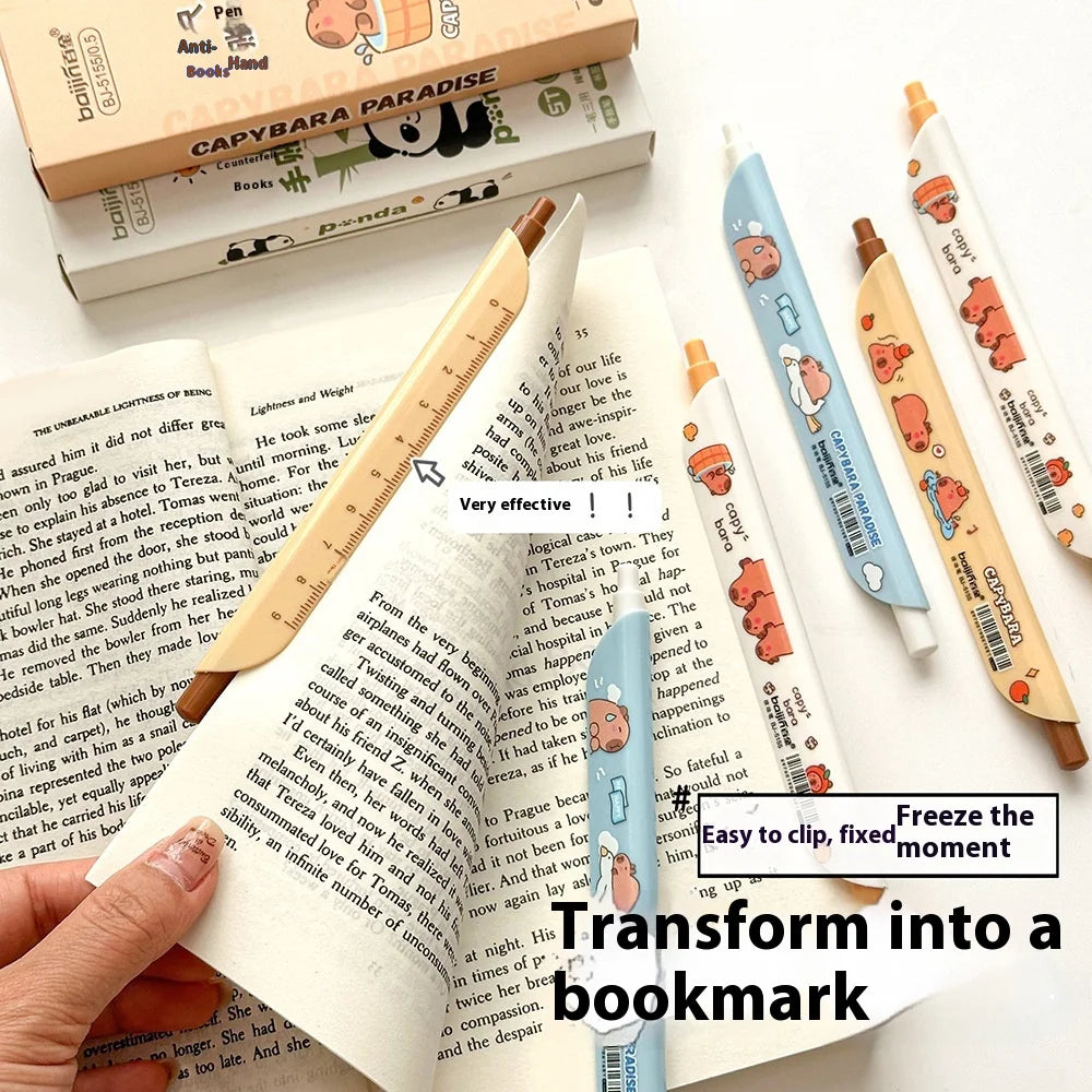 Cute Gel Pen Multifunction Bookmark Ruler Capybara