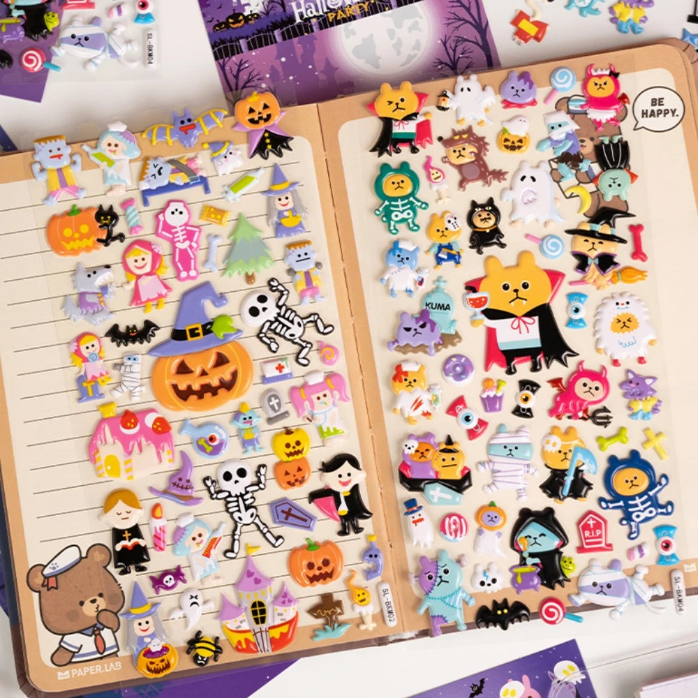 4 pcs Funny Halloween 3D Puffy Stickers