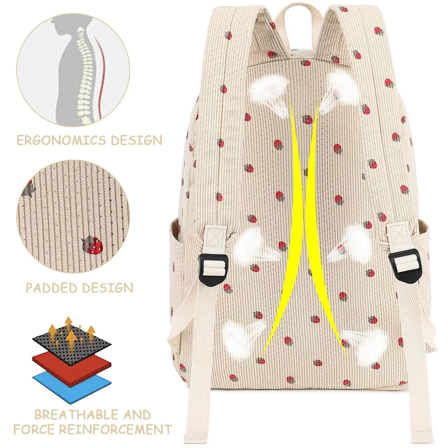 Backpack Strawberry Multi-function Schoolbag
