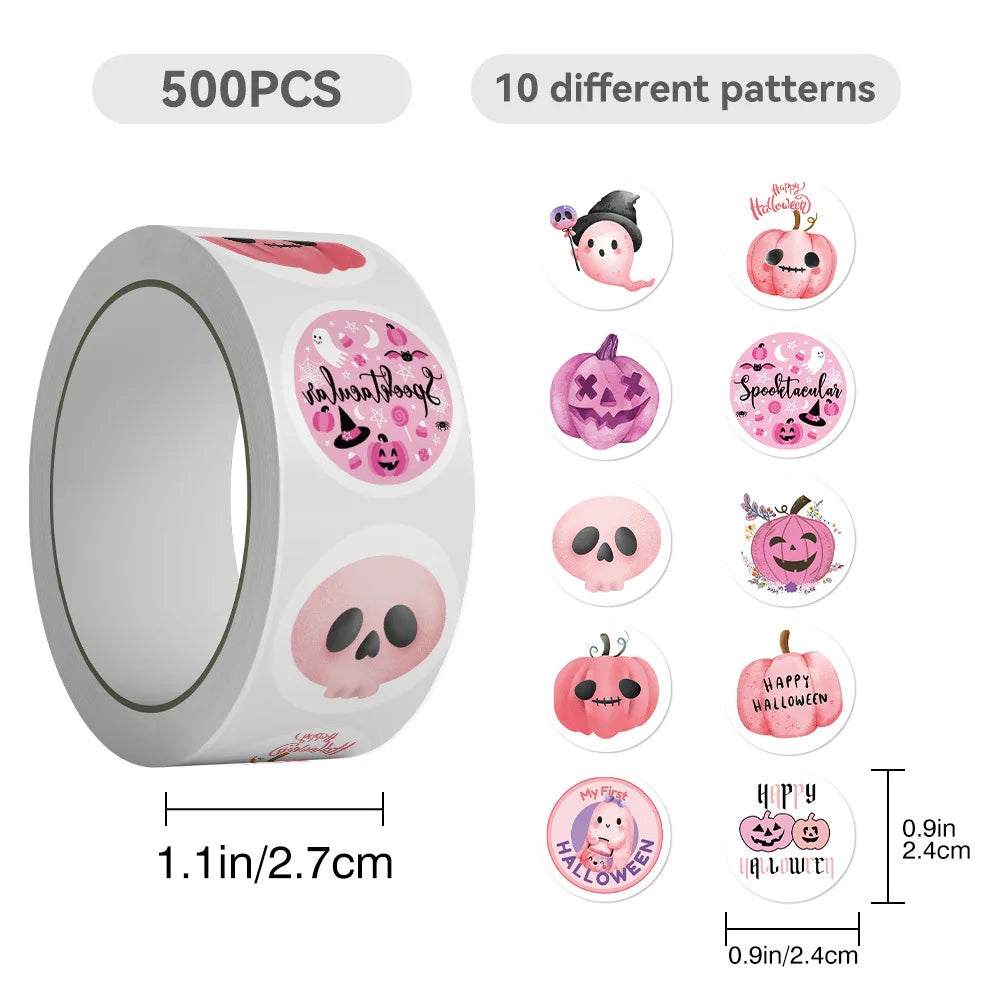 500PCS Pink Halloween Stickers