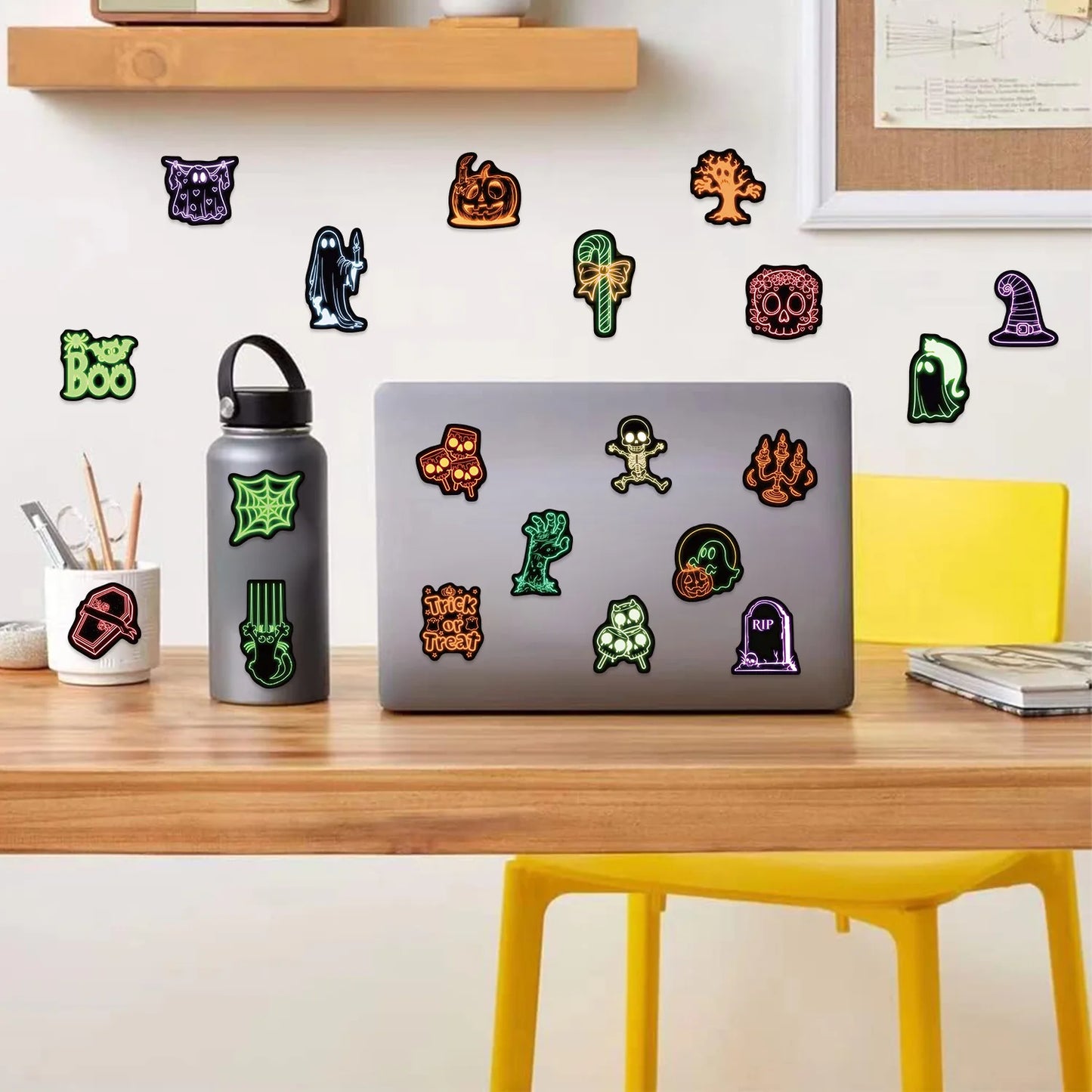 100PCS Neon Halloween Stickers