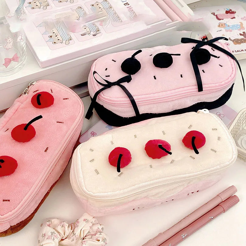 Cherry Cake Plush Pencil Case