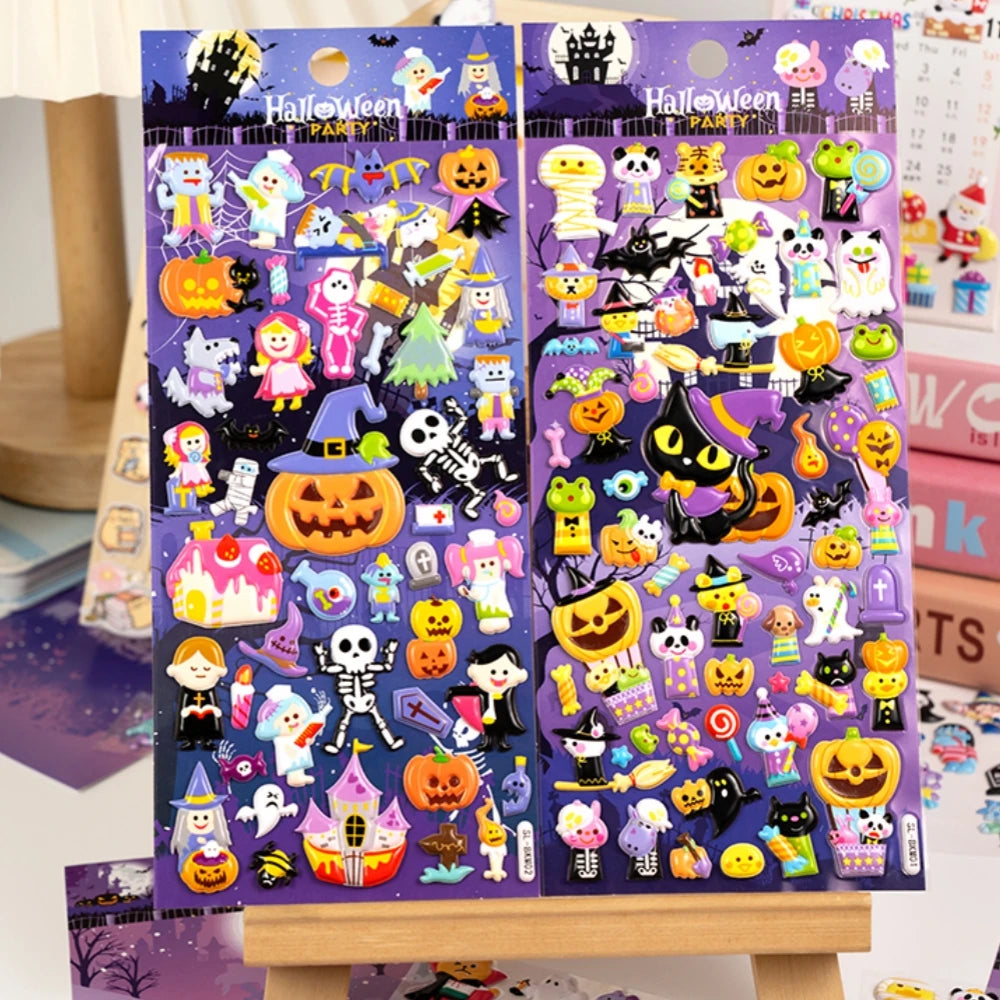 4 pcs Funny Halloween 3D Puffy Stickers