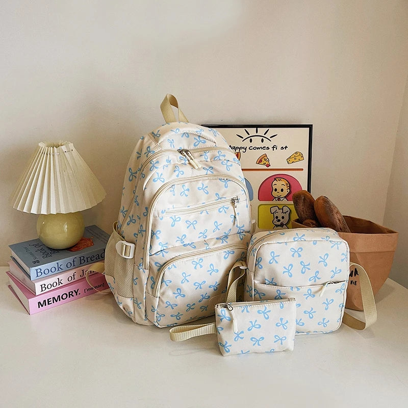 Bow Backpack with Crossbody Bag and Small Purse