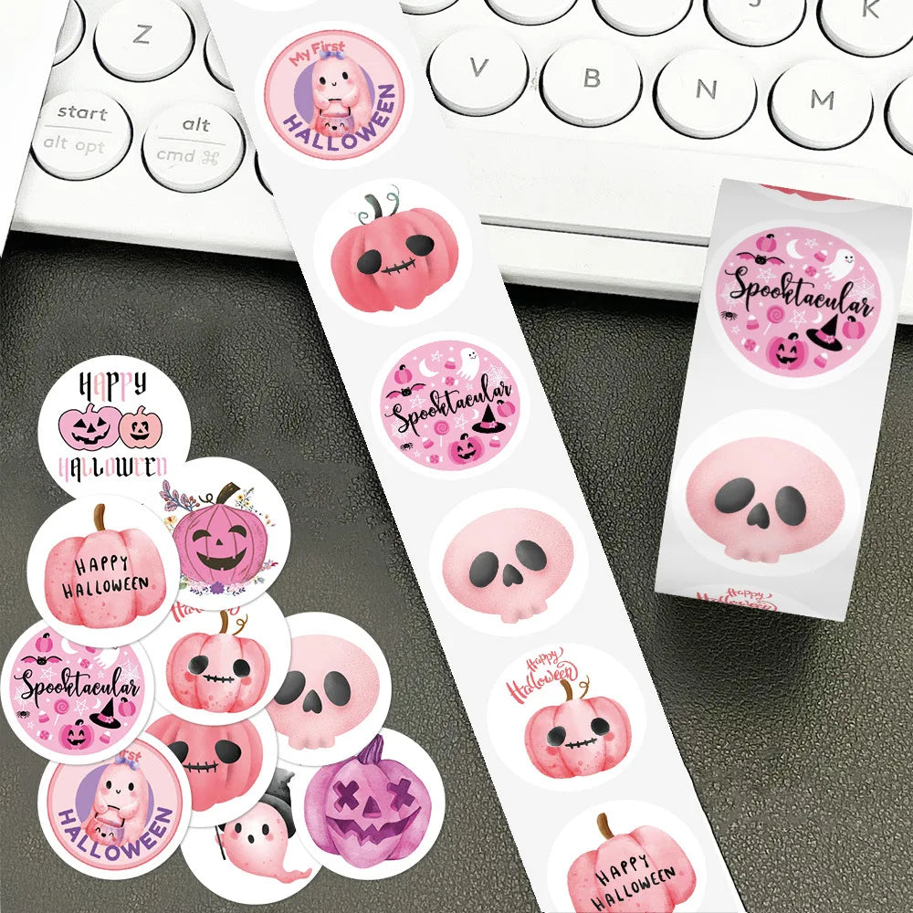 500PCS Pink Halloween Stickers