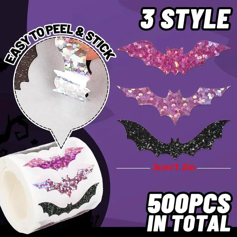 500pcs Halloween Bat Stickers