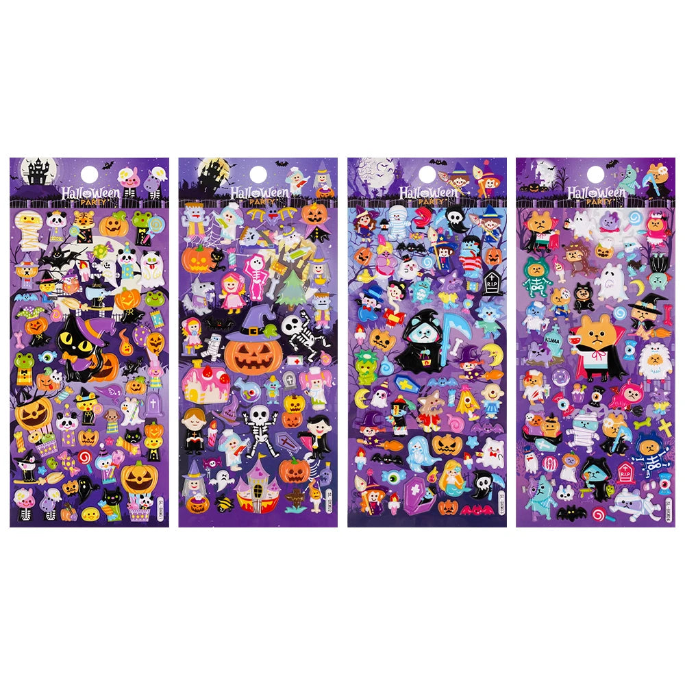 4 pcs Funny Halloween 3D Puffy Stickers